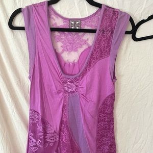 Free People Lace Tank S purple